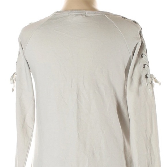 No Comment size L light grey long sleeve shift sweatshirt dress w ties on arms - Picture 8 of 13